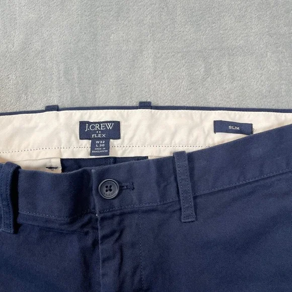 J.Crew Flex Slim Fit Chinos Mens 32x30 Navy Blue Stretch Cotton Pants - Picture 3 of 5